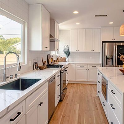 A kitchen remodeled by 5blox with white features