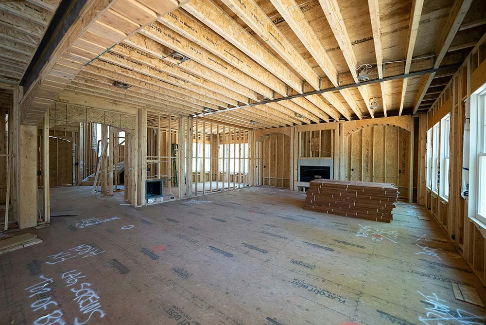 The bones of a new construction home